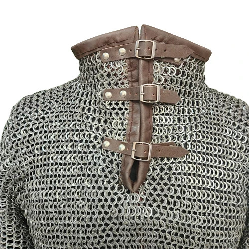 ChainMail Half Shirt , Flat Riveted with Flat Solid rings and Brass ring on edge