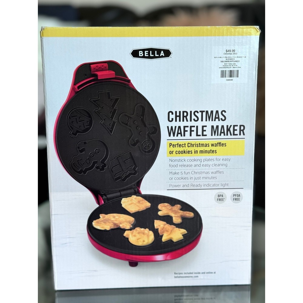 Bella Christmas Waffle Maker NEW