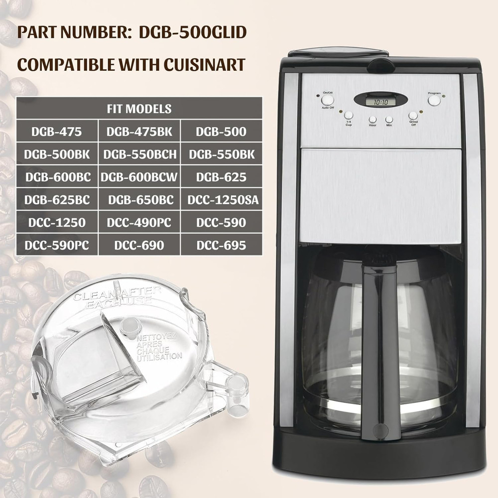 Grinder Lid Replacement for DGB-500 Coffee Grinder - Clear Assembly Part