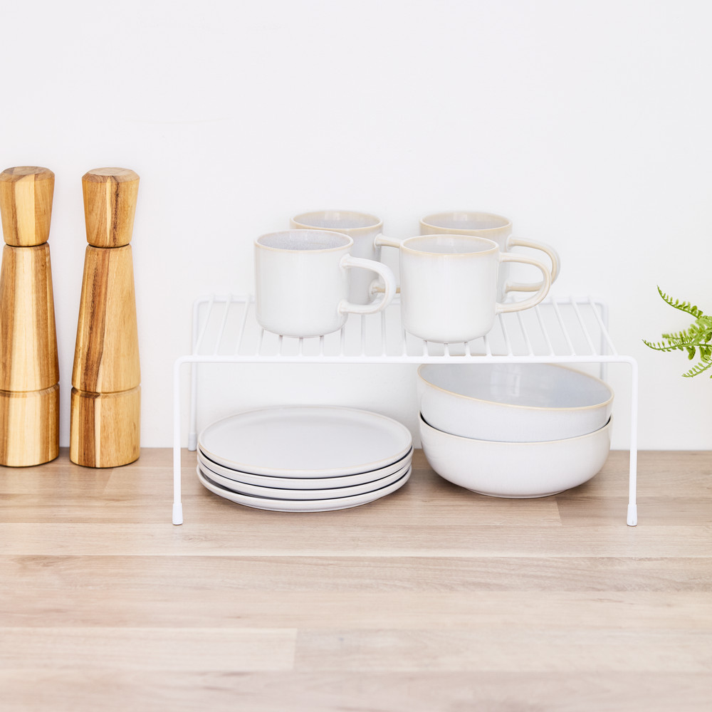 3x Practa White 1 Tier Kitchen Shelf