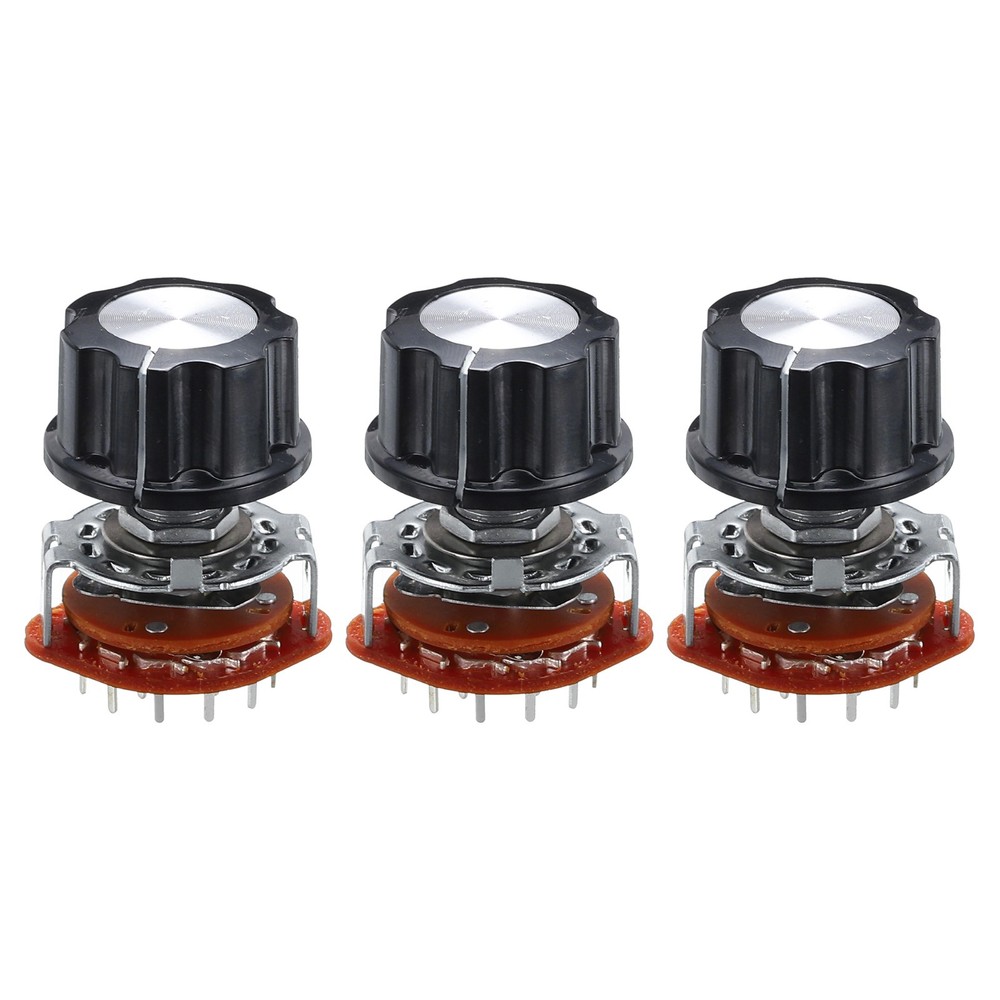 3Pcs 4P3T Rotary Switch 4 Pole 3 Position Band Selector 1 Deck