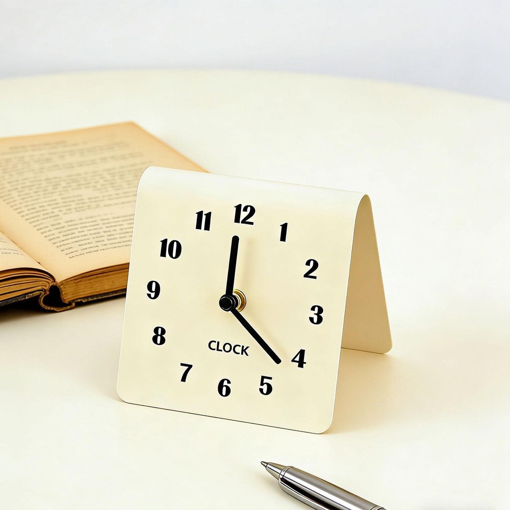 Table Analog Clock Non Ticking Ornament Silent Modern Decorative Tabletop Clock