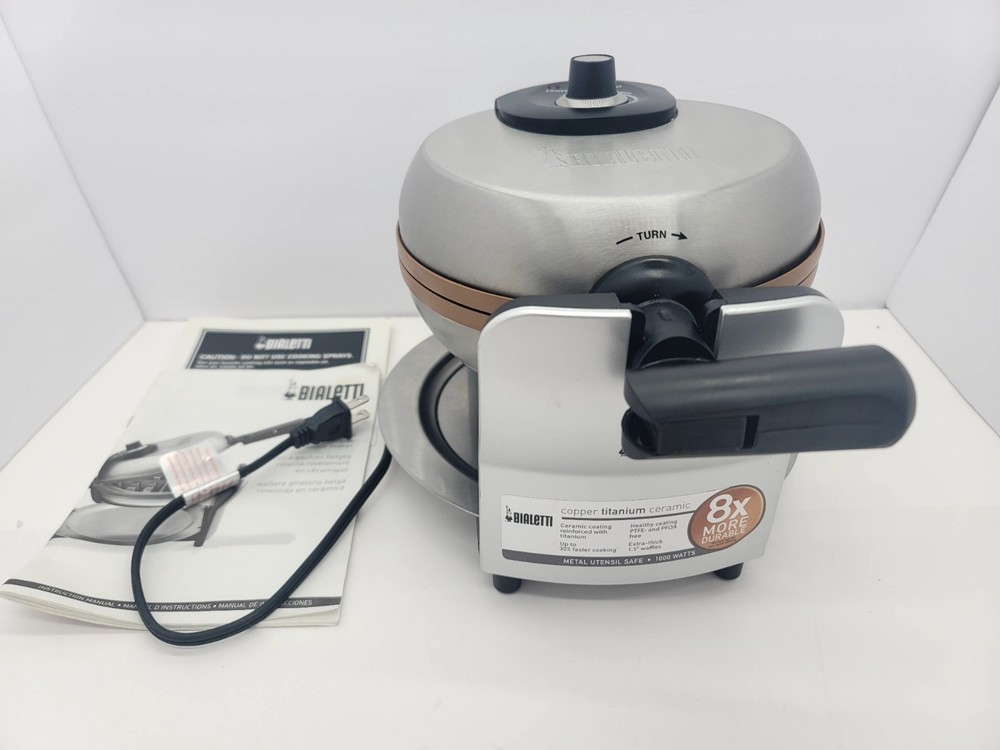 Bialetti Ceramic Coated Rotating Belgian Waffle Maker WORKS - Model TSK-2901BW