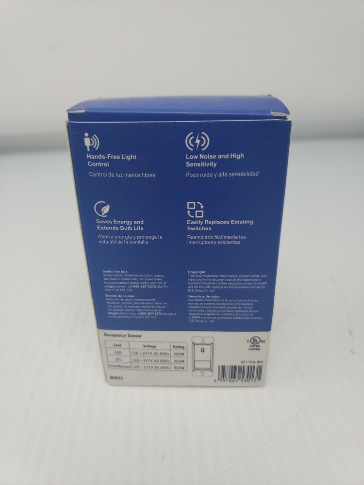 Elegrp Sensor Switch Wiring Devices SP170S-WH