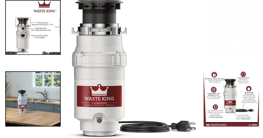 High-Speed 1/2 HP Continuous Feed Garbage Disposal – Easy Installation Included