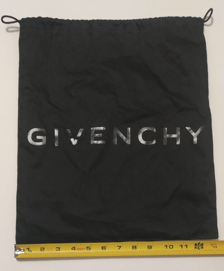 Authentic Givenchy Black Cotton Drawstring Dust Bag lined in white 13” x 15”