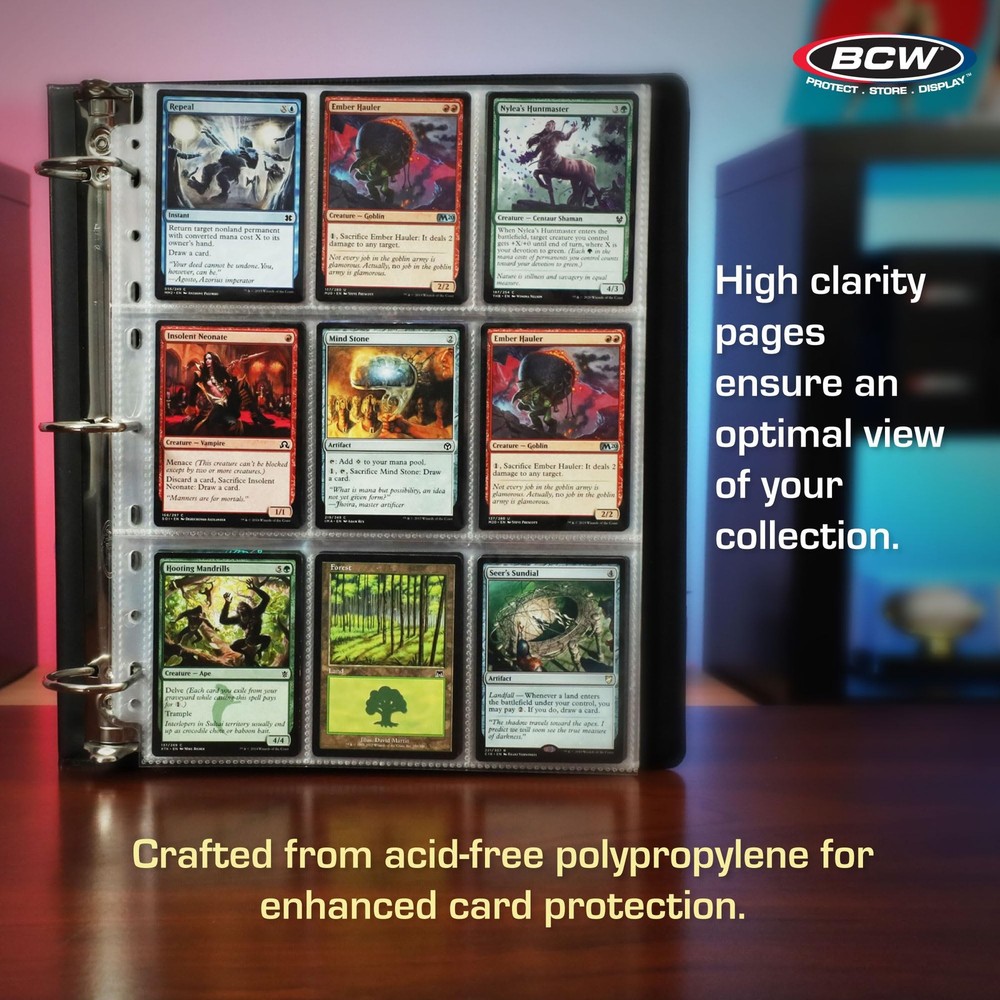 BCW Basics 9-Pocket Pages (70 Pack) | Binder Sheets for Trading & Clear