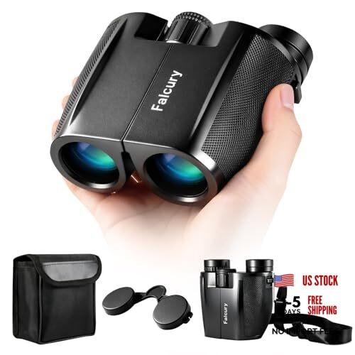 10x25 Compact Binoculars for Adults & Kids - High-Powered, Foldable,