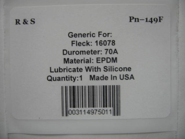 Fleck 16078 o-ring / R&S 149F / FDA EPDM Material / Control Valve O-Ring