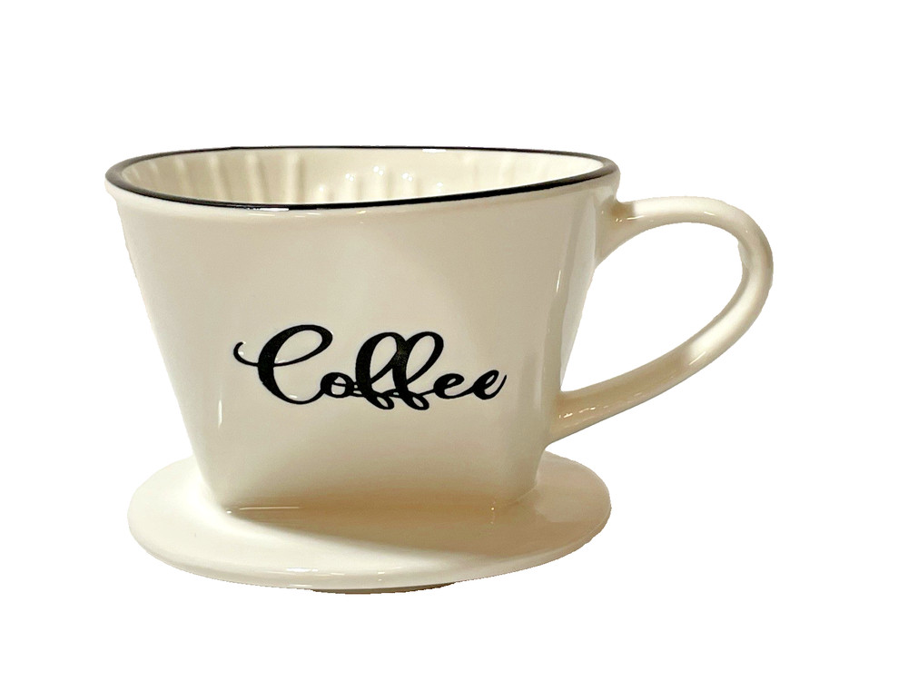 White SINGLE CUP Ceramic Pour Over Coffee 3 HOLE EXCELLENT