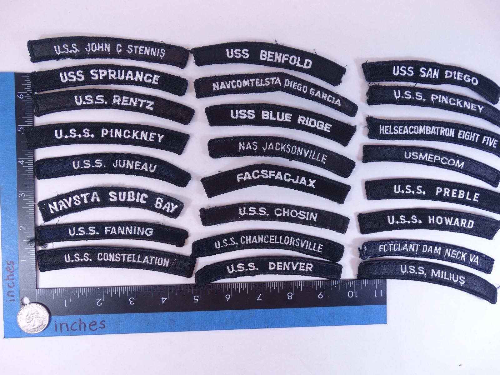 Lot of 24 - US NAVY SHOULDER STRIP TAB Rocker Patches USS Military USA America