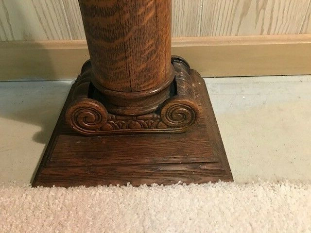 antique architectural solid oak pillar ornate carving on base 53" tall