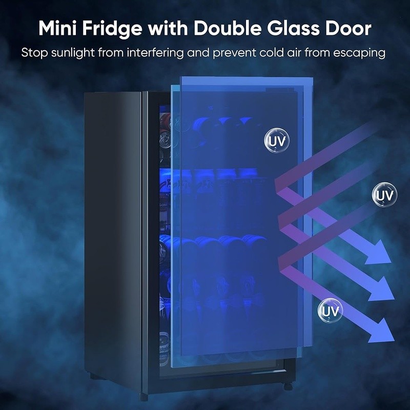 Beverage Refrigerator Wine Cooler Temperature Control LED Light Quiet Operation