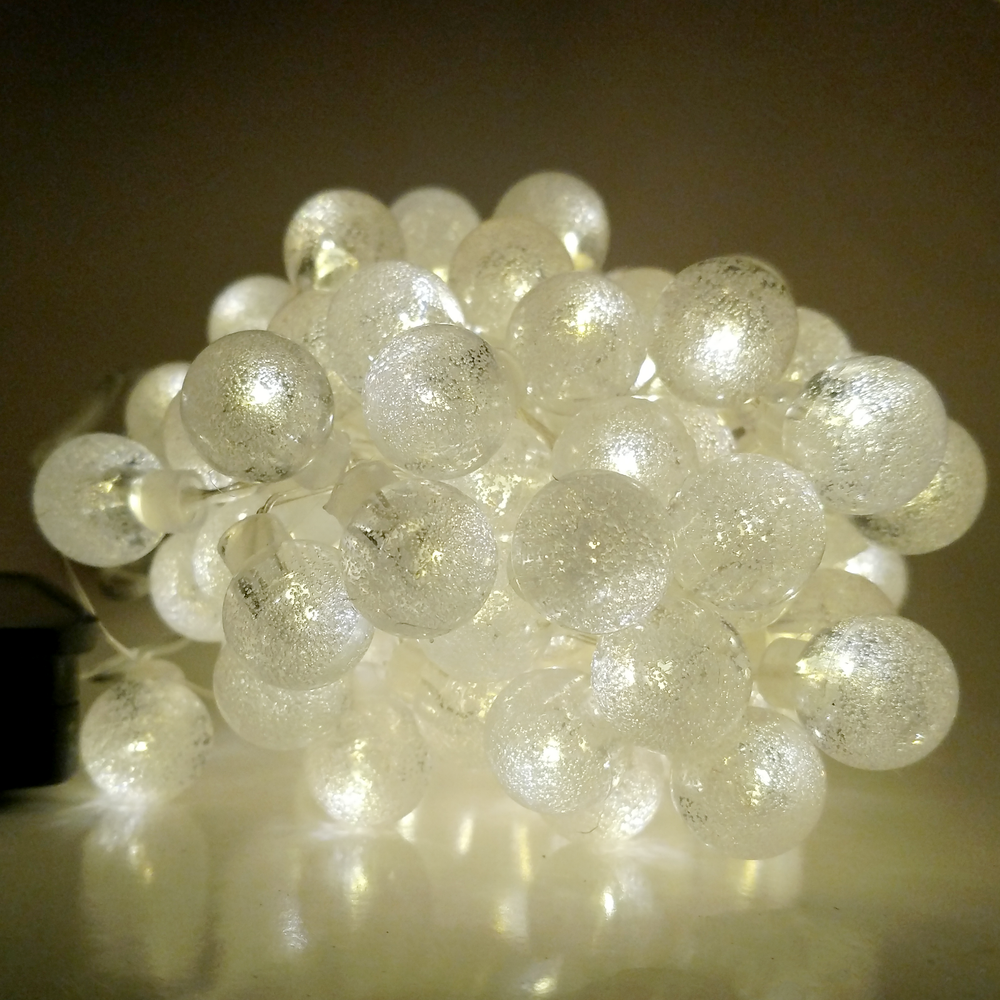 Solar Powered Air Bubble String Lights - 100 LED Warm White, 8 Modes