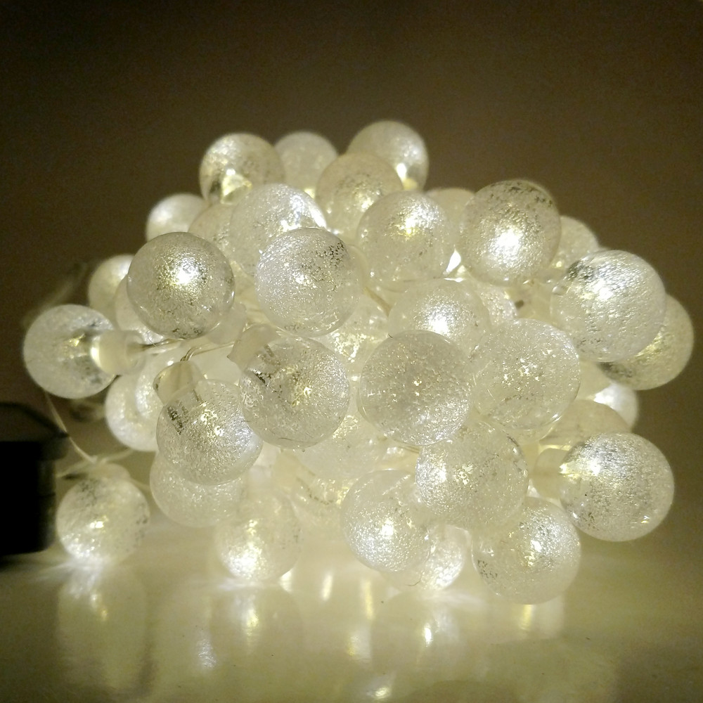 Solar Powered Air Bubble String Lights - 30 LED Warm White, 8 Modes