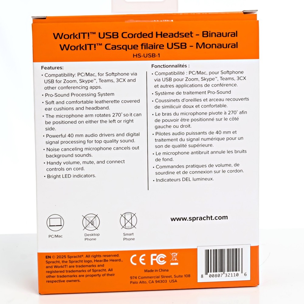 Spracht WorkIT! USB Corded Headset - Binaural - Open Box