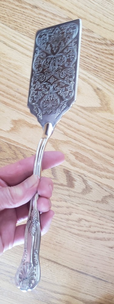 1970s silver plate wedding cake server/knife 11.5"x2.5" Engraved Silverplated