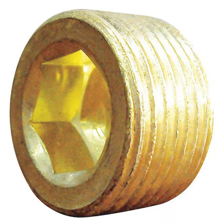 Brass Countersink Plug, Mnpt, 3/4" Pipe Size, 6Aza1