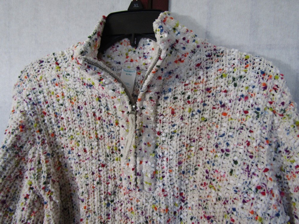 NIB There Abouts Speckled Threaded Pullover 1/4 Zip Sweater Women's XL Plus