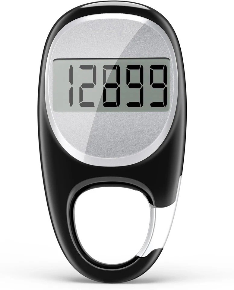 Simple Pedometer for Walking, Accurate Step Tracker with Carabiner, 3D Step Coun