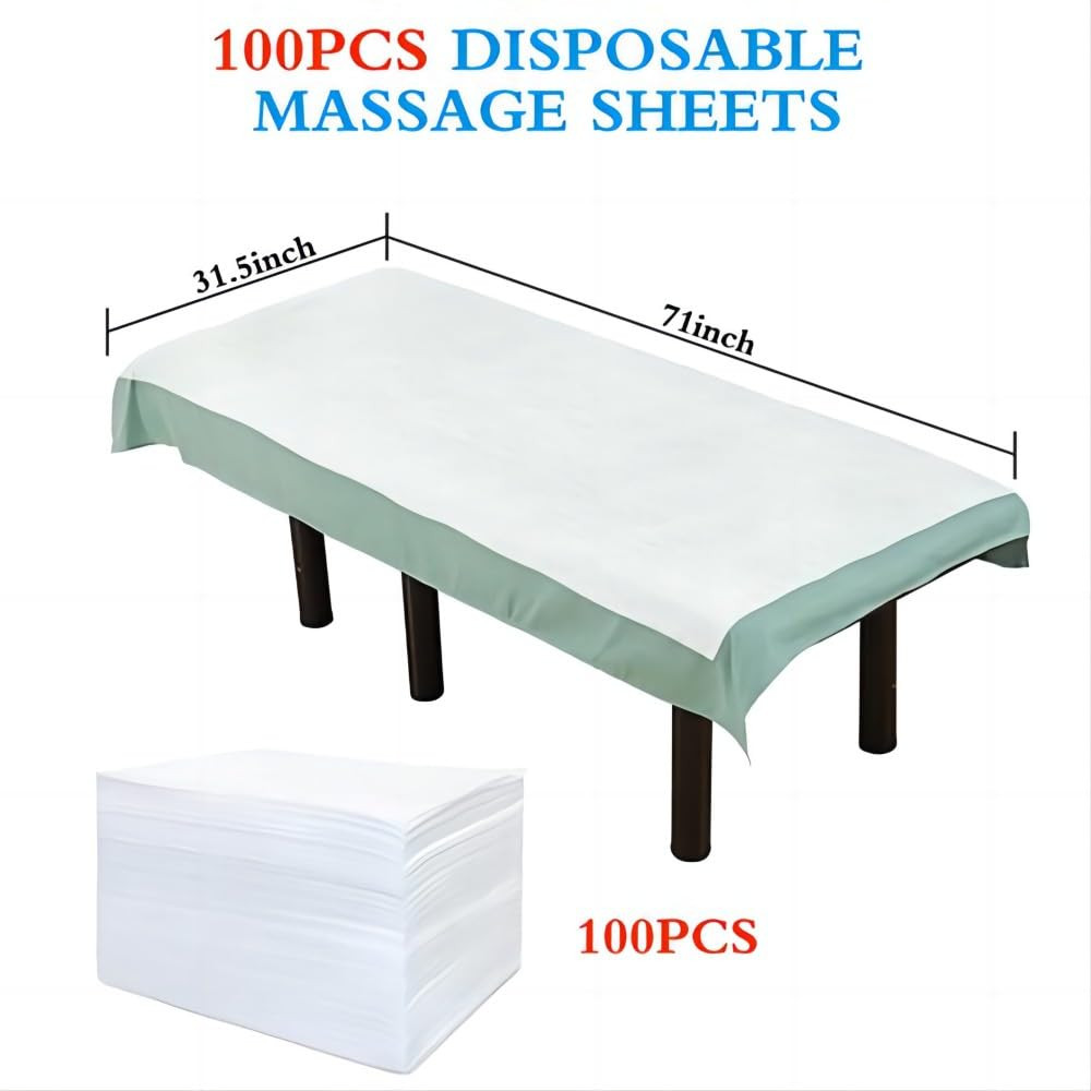 100Pcs Disposable Massage Table Sheets 31.5x71 Non-Woven Spa Bed Covers