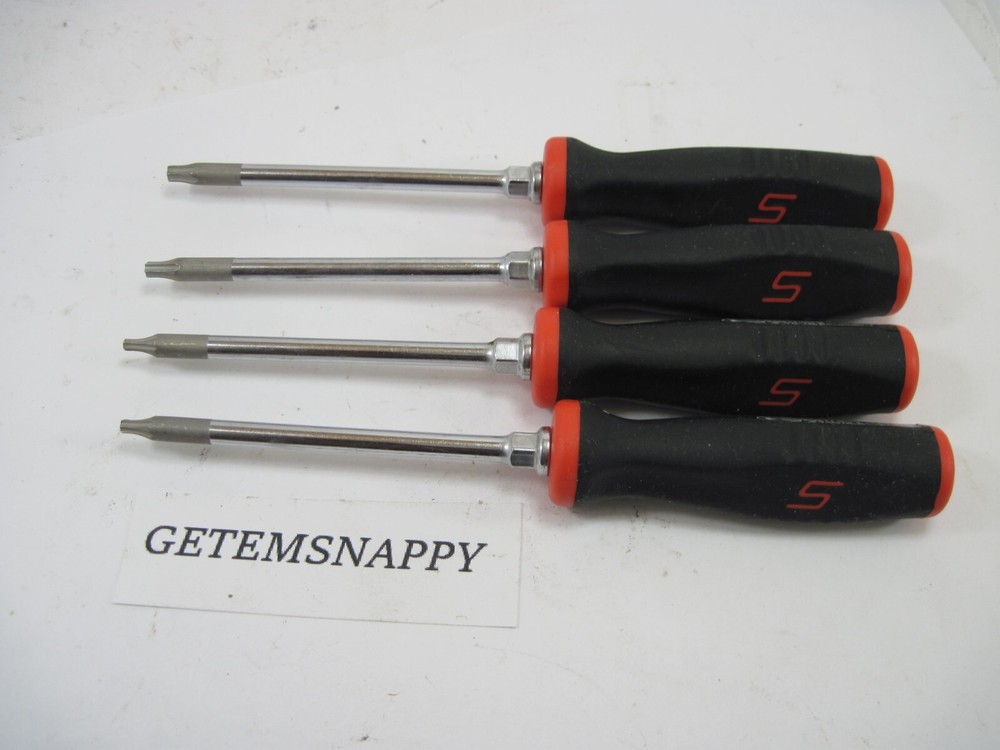 Snap On 4pc Mini Red Handle Soft Grip Torx Driver Set NEW
