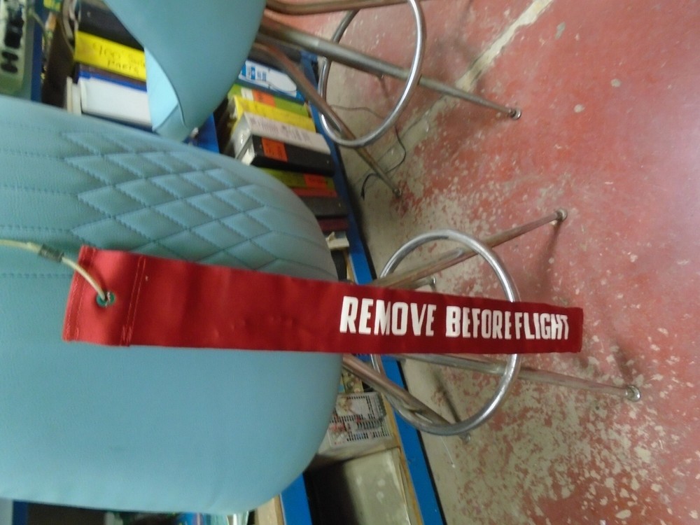 Vintage Aircraft Flag: REMOVE BEFORE FLIGHT- Red Canvas