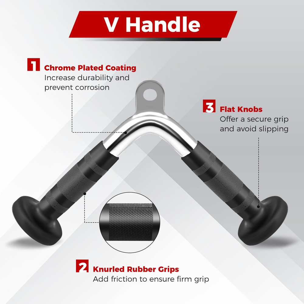 4 PCS V-Shaped Cable Machine Attachment Set Press Down Bar Double D Handle