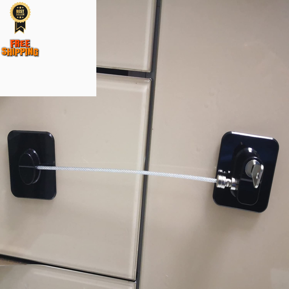 YEYA Upgraded Refrigerator Lock 2 Pack, Mini Fridge 2 Count, Black 2 Pack