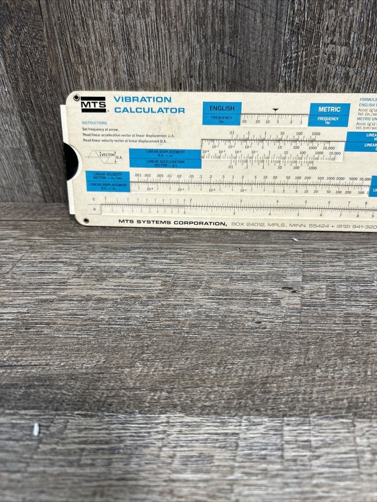 MTS Shock Calculator Slide Rule