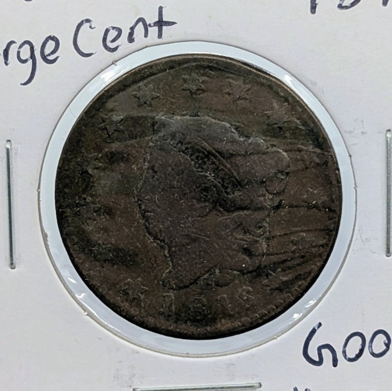 1816- US Coronet Head large Cent- Good