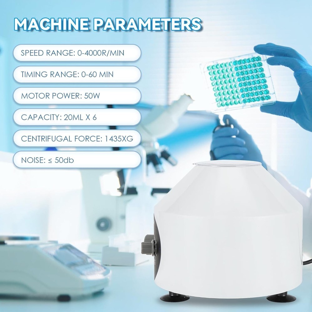 Desktop Lab Centrifuge with 6 Tube Capacity - Efficient Timer & Speed Control