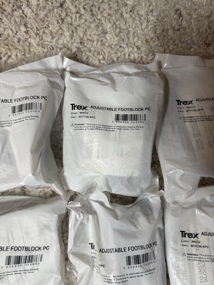 9~Trex Adjustable Footblock PC For Transcend or Enhanced WHITE~SEALED ~WTFTBLKPC