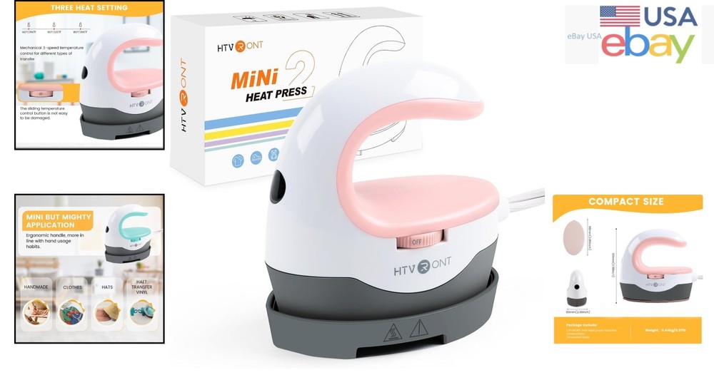 User-Friendly Mini Heat Press with 3 Temperature Settings for Easy Transfers