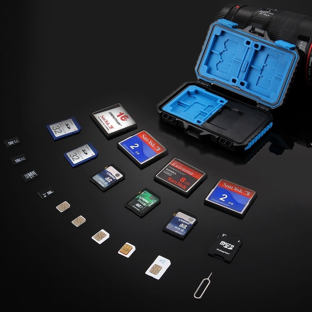 22 Slot SIM SD TF CF MSD Memory Card Reader Holder Case Storage Organizer Box