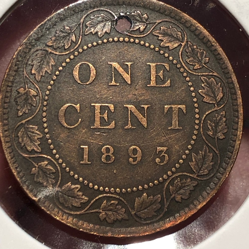 1893 Canada One Cent Coin - VF+ (Very Fine) condition