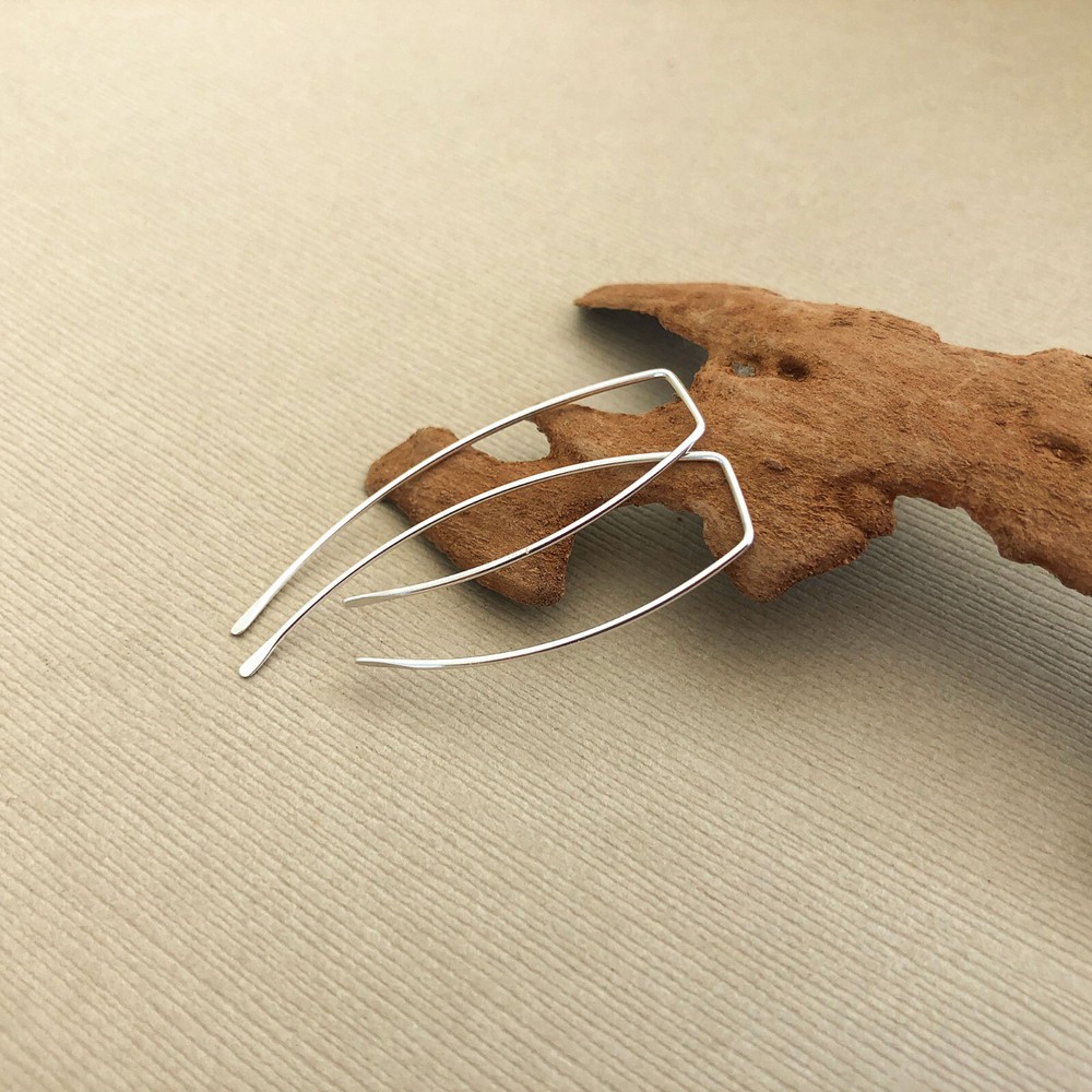 Hammered Earring Hook Sterling Silver, Threader Earring Hook Sterling Silver