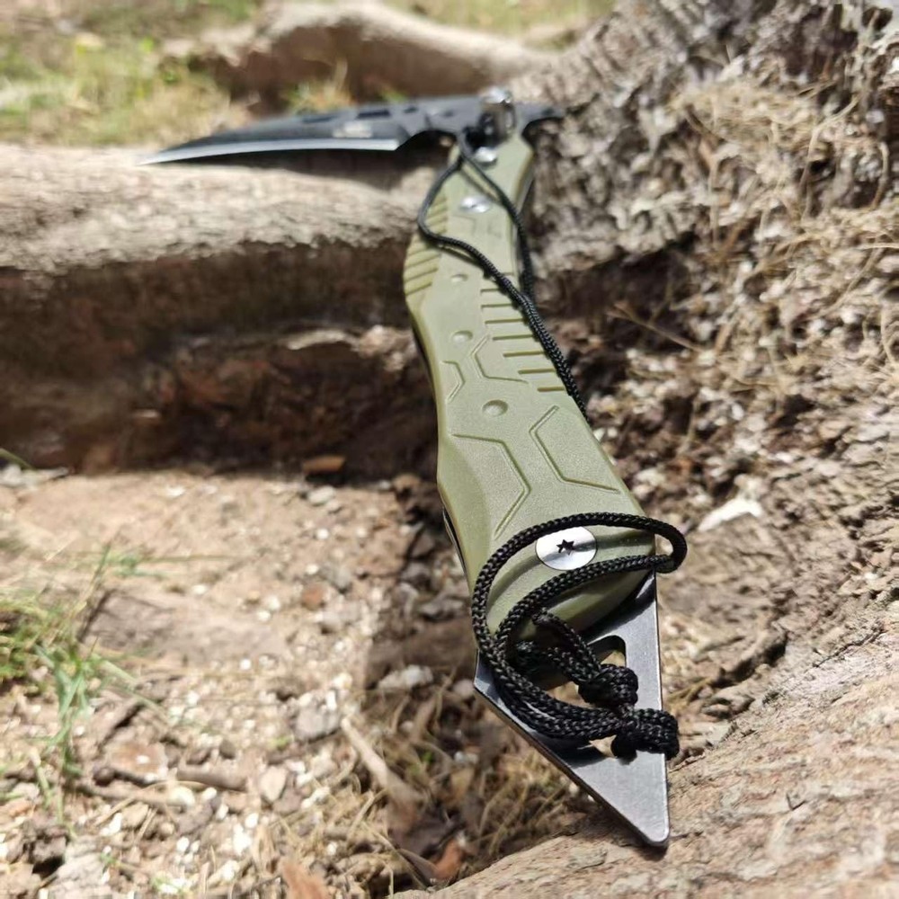 Folding Sickle Knife With Sheath, Quick Release Tactical Survival Tool with S...