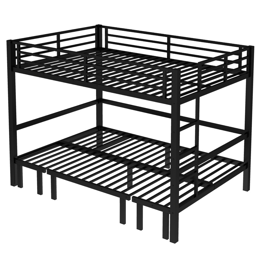 Queen over Queen Size Bed pull-out Metal Bunk Bed,lower bunk can be pulled out