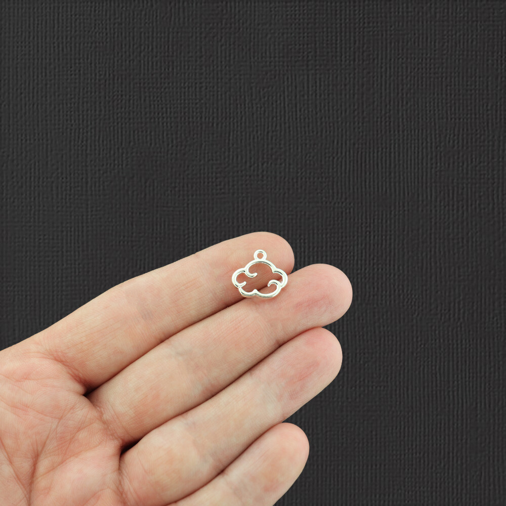 6 Cloud Charms Silver Tone 2 Sided - SC6557