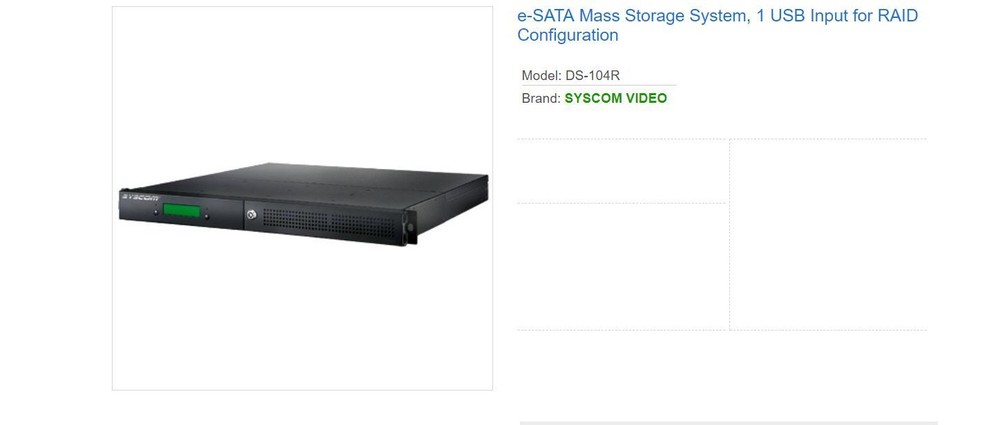 e-SATA Mass Storage System 1 USB Input for RAID Configuration for 4 hard drives