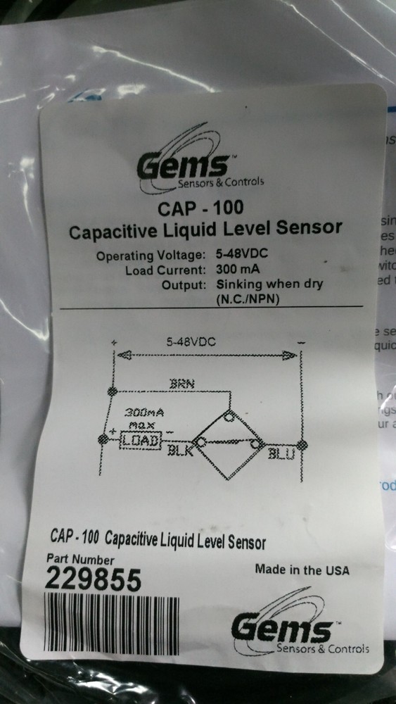 GEMS 229855 CAP-100 Capacity Liquid Level Sensor