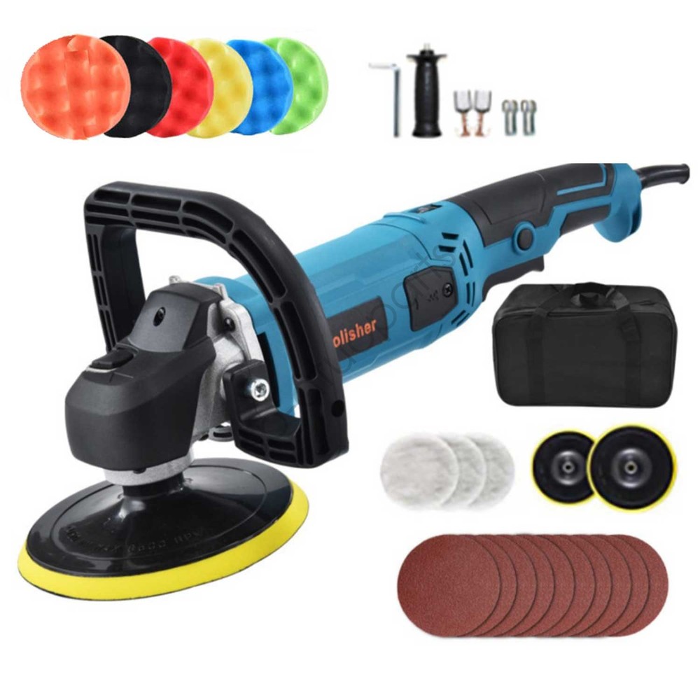 Car Polisher 1400W Buffer Machine 150/180mm + 23pcs Kit & Bag