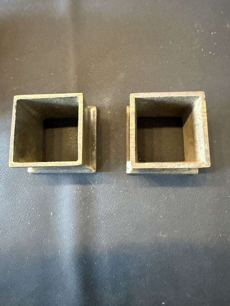 Antique Cast Brass Square Post Rosette Collars Pair Architectural Hardware