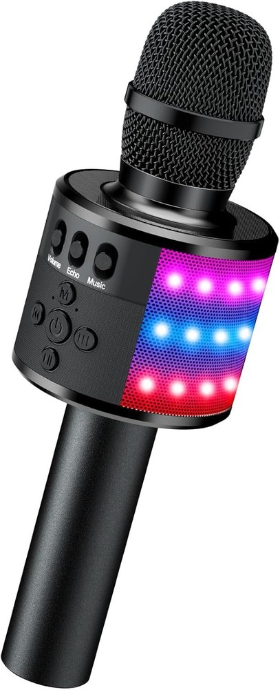 Portable Bluetooth Karaoke Microphone with Disco Lights