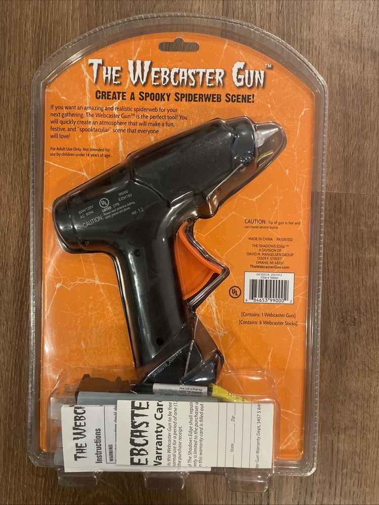 Webcaster Gun Halloween Spider Web Maker Air Compressor Tool w Sticks