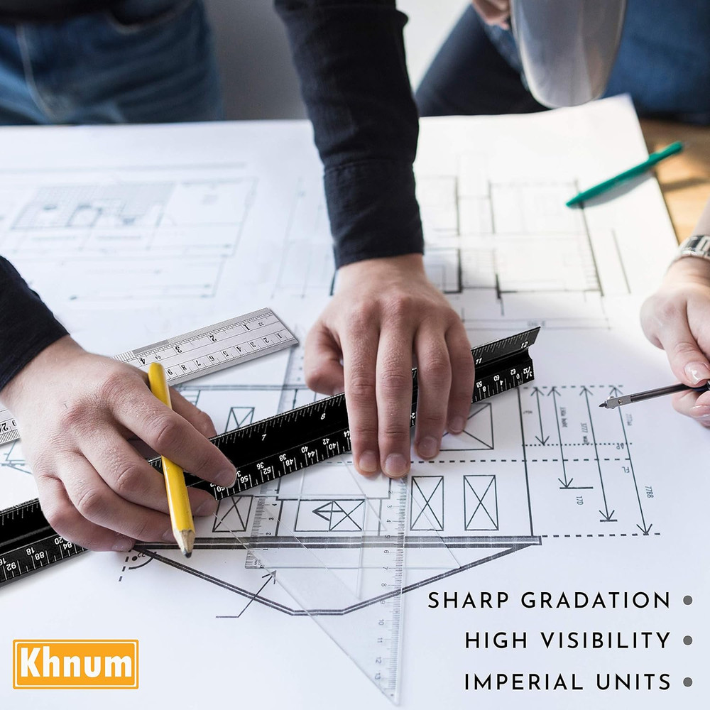12-Inch Architectural and Engineering Scale Ruler Set (Imperial) | Laser-Etched