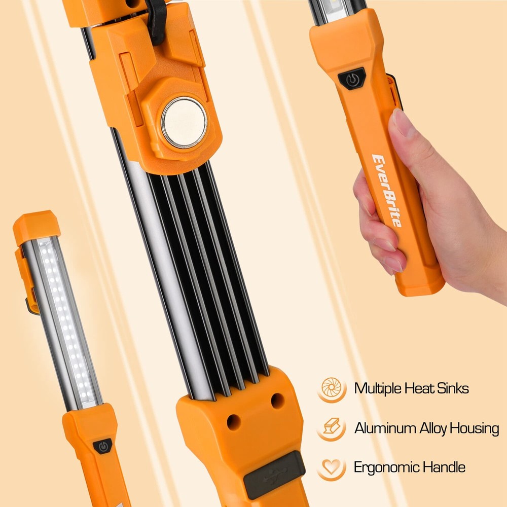 EverBrite 1000LM LED Work Light Rechargeable Work Light 4 Modes w/USB C Cable US
