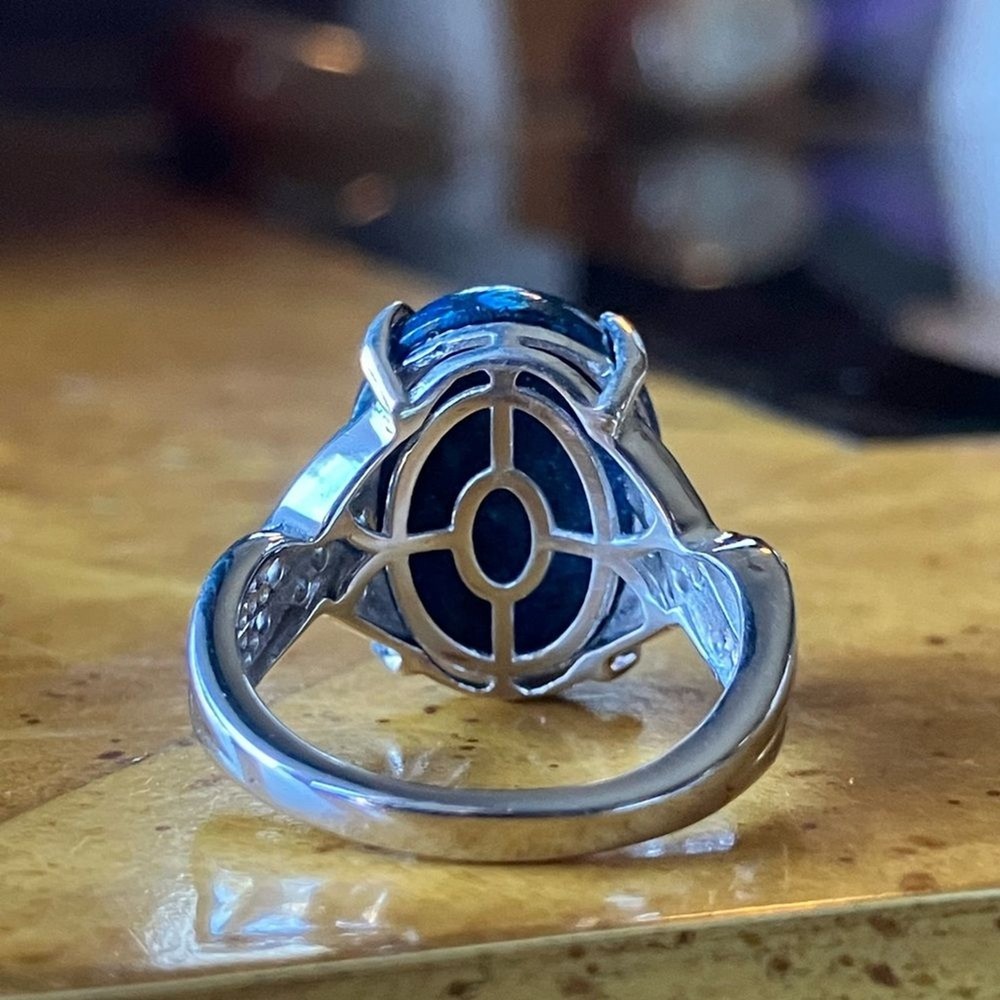 Natural Shadowkite Sterling Silver Ring Size 6