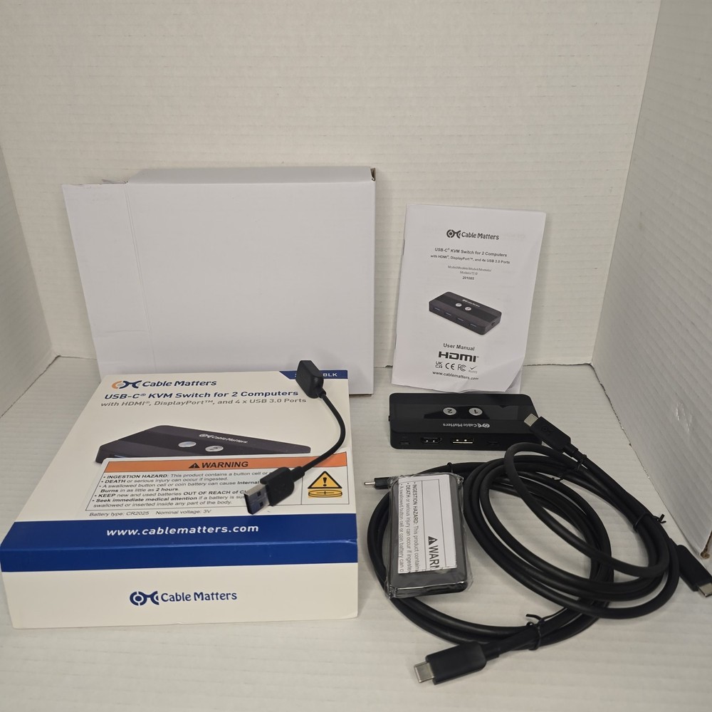 Cable Matters Dual 4K 60Hz USB C KVM Switch for 2 Computers 2 Monitors Open Box
